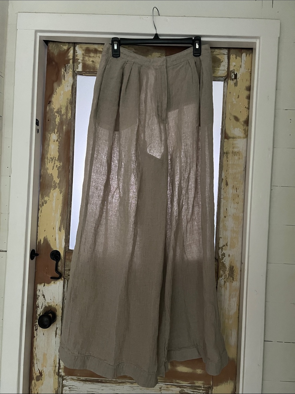 Massimo Dutti Taupe Linen Maxi Skirt